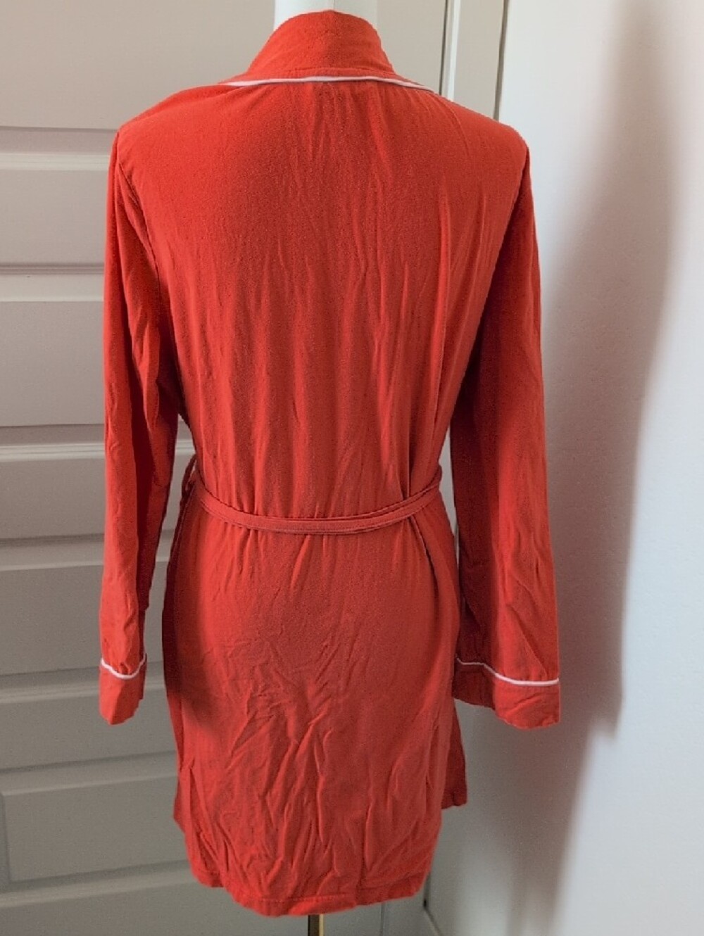 GILLIGAN AND O'MALLEY Robe Tie Waist Coral with White Contrast Trim Size XL/XXL - Picture 3 of 10